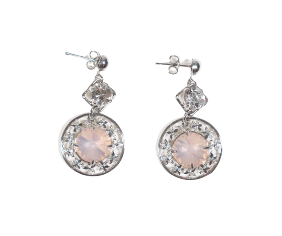 Orecchini con pietra rosa opale